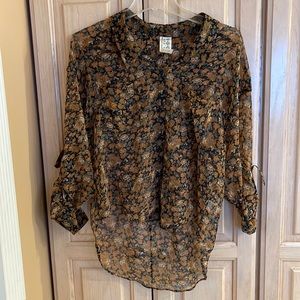 Free People sheer floral print high low blouse